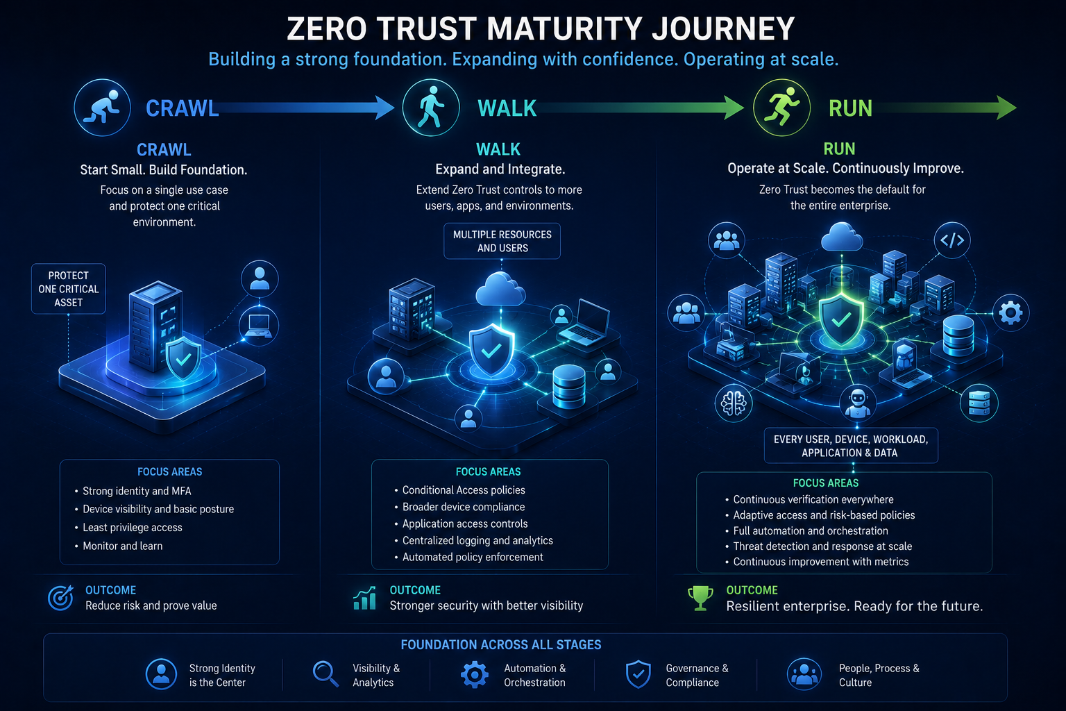 A crawl, walk, run maturity journey for Zero Trust implementation